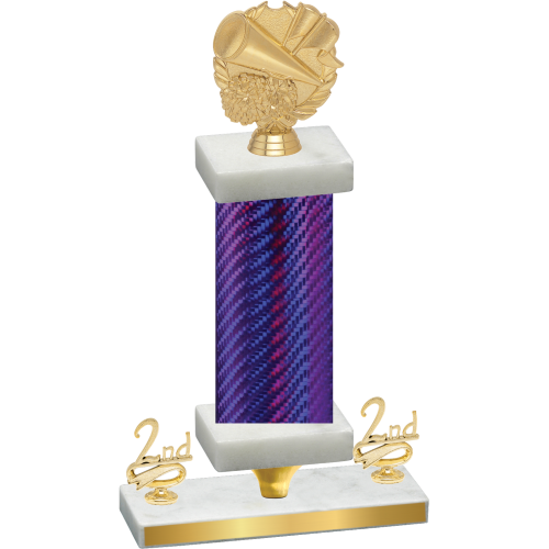 Premium Single Purple Carbon Fiber Second Place Cheerleading Trophy