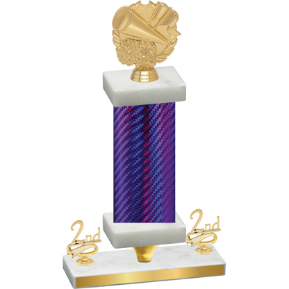 Premium Single Purple Carbon Fiber Second Place Cheerleading Trophy