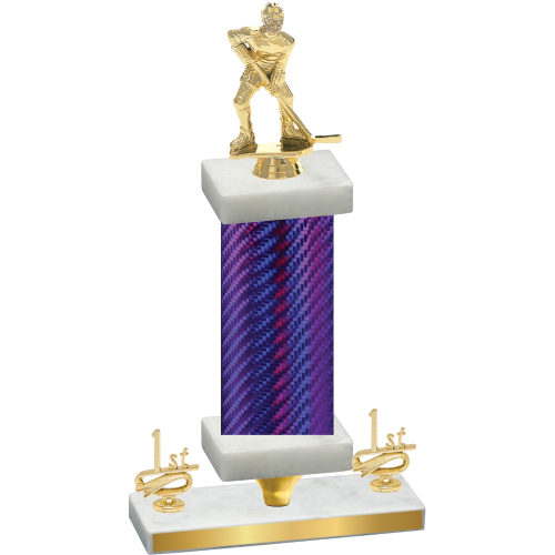 Premium Single Purple Carbon Fiber First Place Hockey Trophy