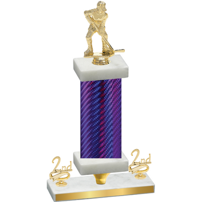 Premium Single Purple Carbon Fiber Second Place Hockey Trophy