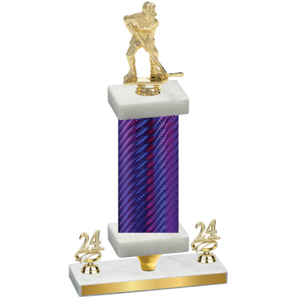 Premium Single Purple Carbon Fiber Year Hockey Trophy