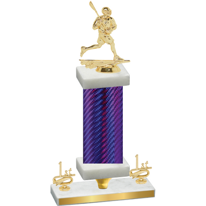 Premium Single Purple Carbon Fiber First Place Lacrosse Trophy