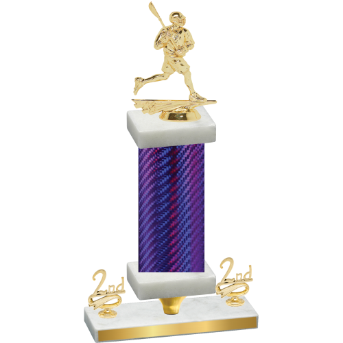 Premium Single Purple Carbon Fiber Second Place Lacrosse Trophy