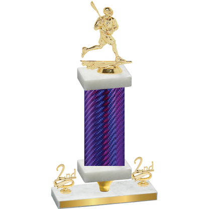 Premium Single Purple Carbon Fiber Second Place Lacrosse Trophy