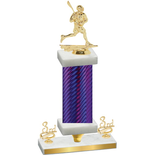 Premium Single Purple Carbon Fiber Third Place Lacrosse Trophy