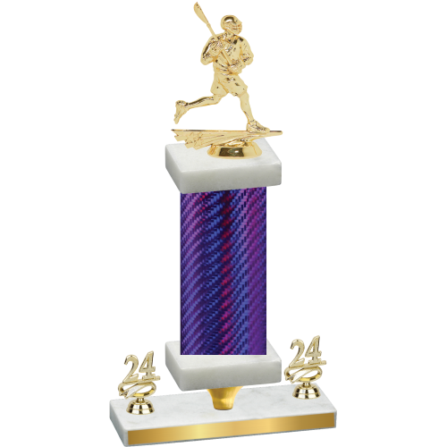 Premium Single Purple Carbon Fiber Year Lacrosse Trophy