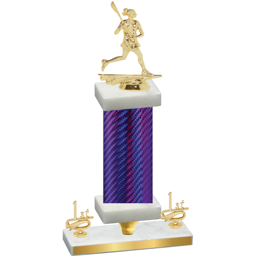 Premium Single Purple Carbon Fiber First Place Lacrosse Trophy