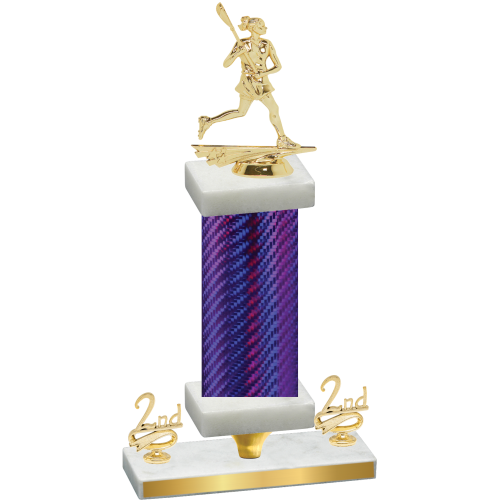 Premium Single Purple Carbon Fiber Second Place Lacrosse Trophy