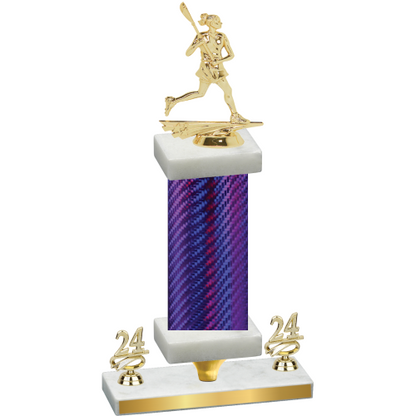 Premium Single Purple Carbon Fiber Year Lacrosse Trophy