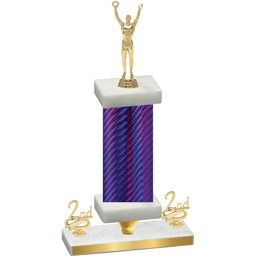 Premium Single Purple Carbon Fiber Second Place Victory Trophy