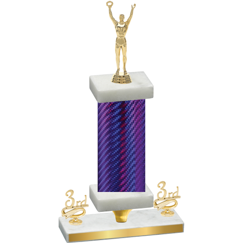 Premium Single Purple Carbon Fiber Third Place Victory Trophy