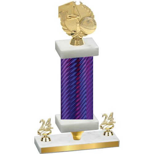 Premium Single Purple Carbon Fiber Year Basketball Trophy