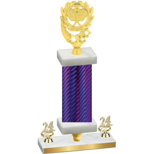 Premium Single Purple Carbon Fiber Year Pickleball Trophy