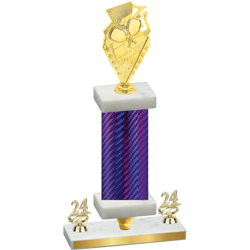 Premium Single Purple Carbon Fiber Year Pickleball Trophy