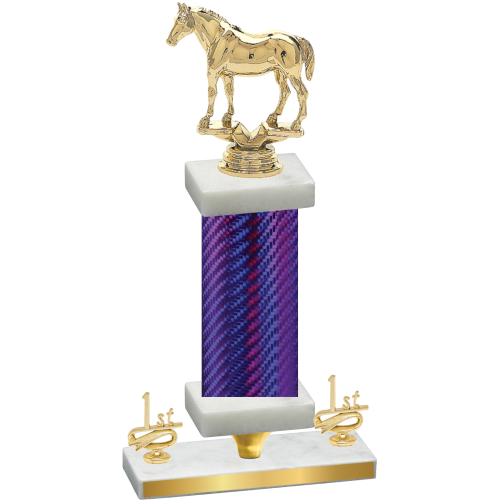 Premium Single Purple Carbon Fiber First Place Horses Trophy