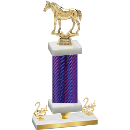 Premium Single Purple Carbon Fiber Second Place Horses Trophy