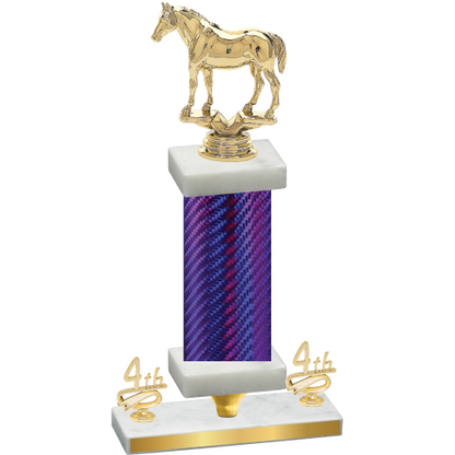 Premium Single Purple Carbon Fiber Fourth Place Horses Trophy