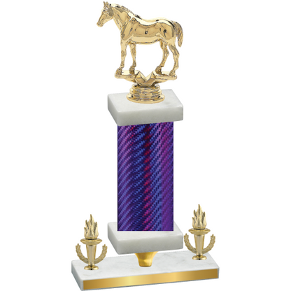 Premium Single Purple Carbon Fiber Victory Horses Trophy