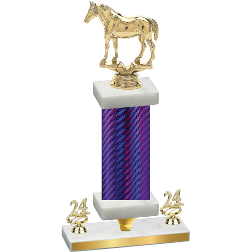 Premium Single Purple Carbon Fiber Year Horses Trophy