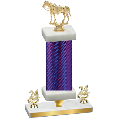 Premium Single Purple Carbon Fiber Year Horses Trophy