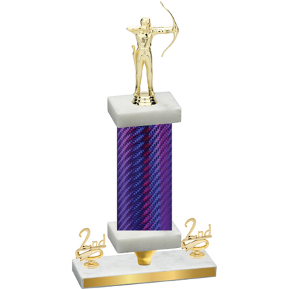 Premium Single Purple Carbon Fiber Second Place Archery Trophy