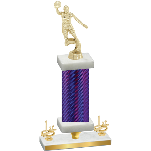 Premium Single Purple Carbon Fiber First Place Basketball Trophy