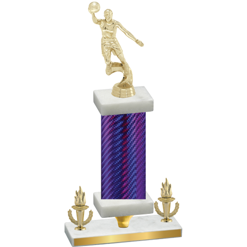 Premium Single Purple Carbon Fiber Victory Basketball Trophy