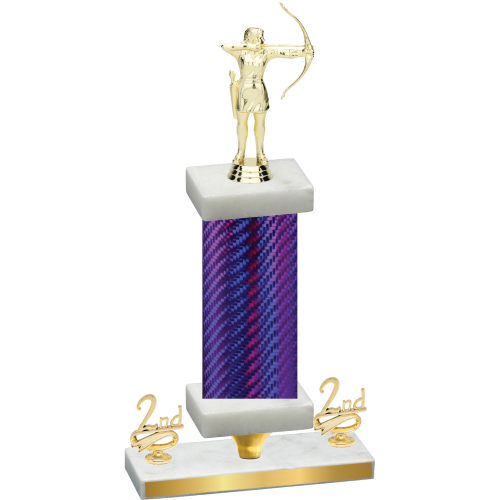 Premium Single Purple Carbon Fiber Second Place Archery Trophy