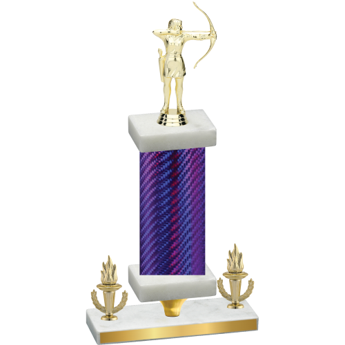 Premium Single Purple Carbon Fiber Victory Archery Trophy