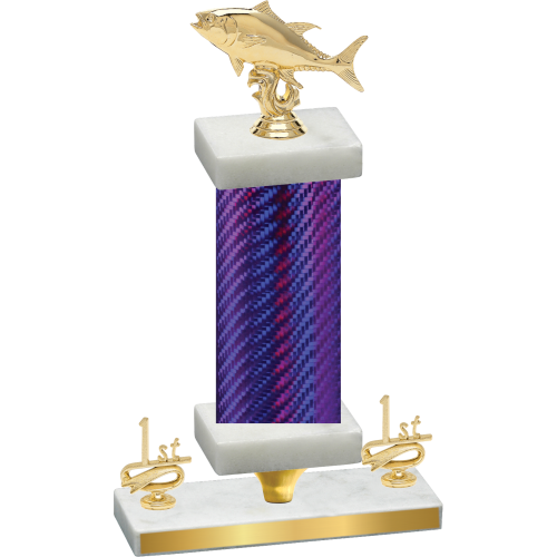 Premium Single Purple Carbon Fiber First Place Fishing Trophy