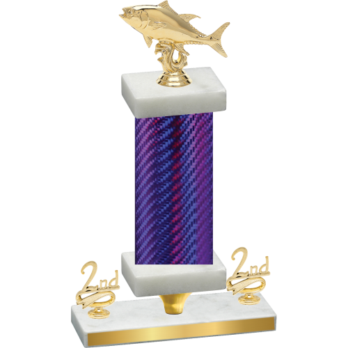 Premium Single Purple Carbon Fiber Second Place Fishing Trophy