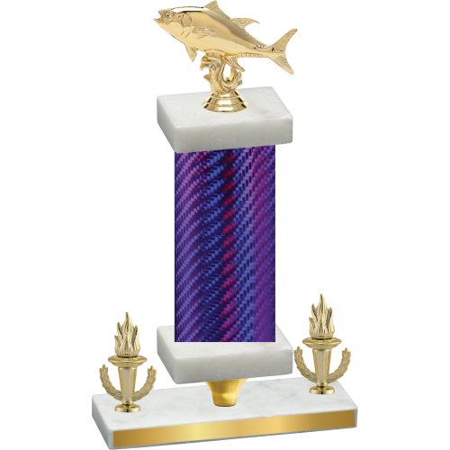 Premium Single Purple Carbon Fiber Victory Fishing Trophy