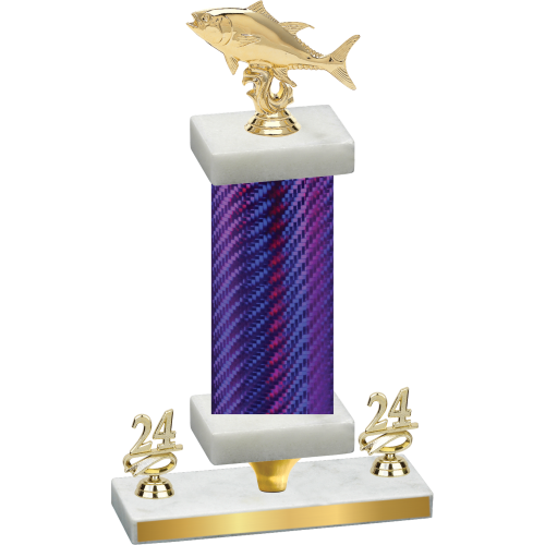 Premium Single Purple Carbon Fiber Year Fishing Trophy