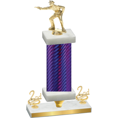 Premium Single Purple Carbon Fiber Second Place Shooter Trophy