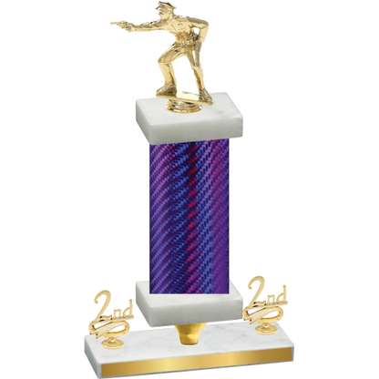 Premium Single Purple Carbon Fiber Second Place Shooter Trophy