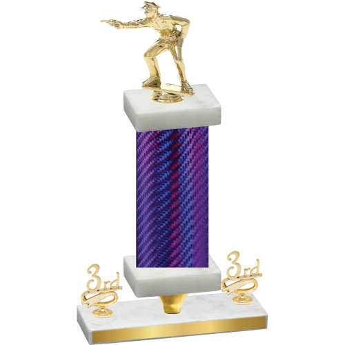 Premium Single Purple Carbon Fiber Third Place Shooter Trophy