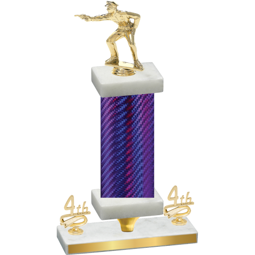 Premium Single Purple Carbon Fiber Fourth Place Shooter Trophy