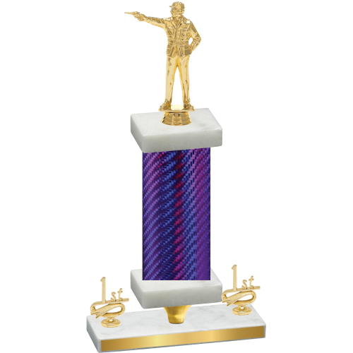 Premium Single Purple Carbon Fiber First Place Shooter Trophy