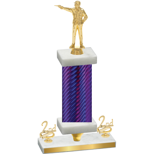 Premium Single Purple Carbon Fiber Second Place Shooter Trophy