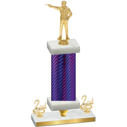 Premium Single Purple Carbon Fiber Second Place Shooter Trophy