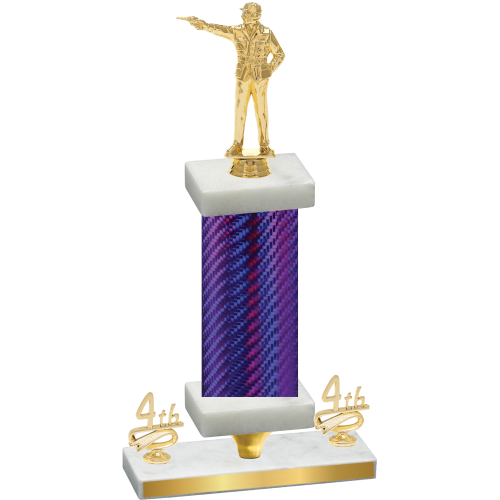 Premium Single Purple Carbon Fiber Fourth Place Shooter Trophy