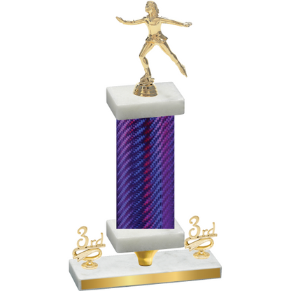 Premium Single Purple Carbon Fiber Third Place Skater Trophy