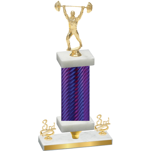 Premium Single Purple Carbon Fiber Third Place Weights Trophy