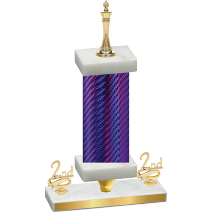 Premium Single Purple Carbon Fiber Second Place Chess Trophy