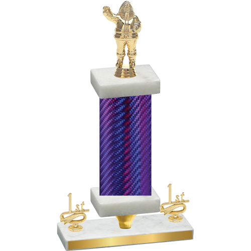 Premium Single Purple Carbon Fiber First Place Holiday Trophy