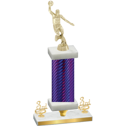 Premium Single Purple Carbon Fiber Third Place Basketball Trophy