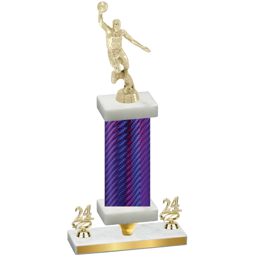 Premium Single Purple Carbon Fiber Year Basketball Trophy