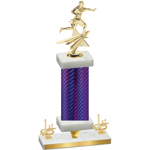 Premium Single Purple Carbon Fiber First Place Flag Football Trophy