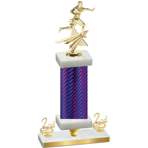 Premium Single Purple Carbon Fiber Second Place Flag Football Trophy