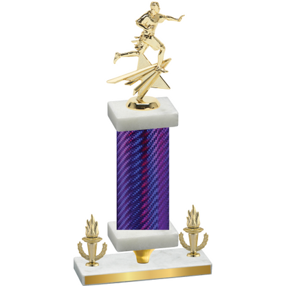 Premium Single Purple Carbon Fiber Victory Flag Football Trophy